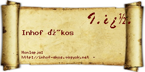 Inhof Ákos névjegykártya